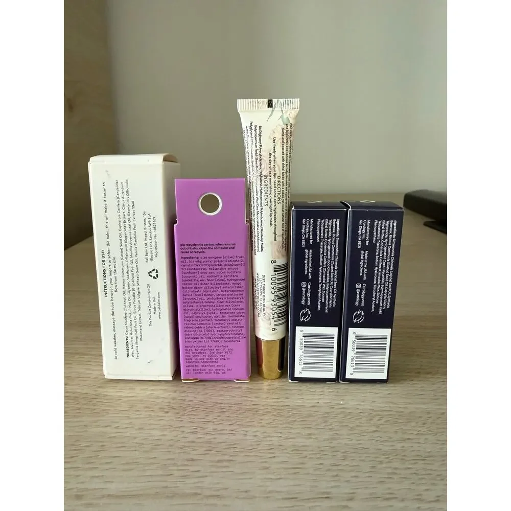 $80 Ultimate Lip Care Bundle NIB Bali Balm Star Balm Nakery Curology Hydrating